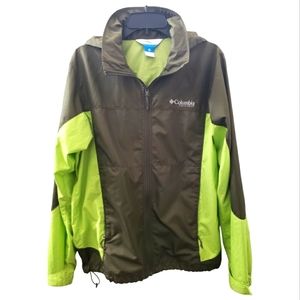 COLUMBIA FIELD GEAR JACKET SZ M P:20" L:28" OLIVE/NEON GREEN